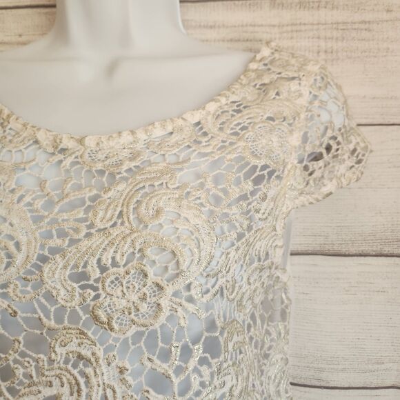 Candie's Crochet Floral Sheer Cropped  Y2K Fairy Cottagecore Blouse - Picture 4 of 11